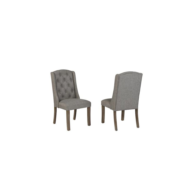 Best Quality Furniture Dark Grey Dining Chairs Wood Legs