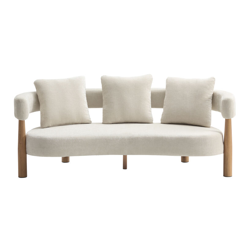 Christopher Knight Home Ulrich 76.50" Curved 3 Seater Fabric Modern Upholstered Sofa