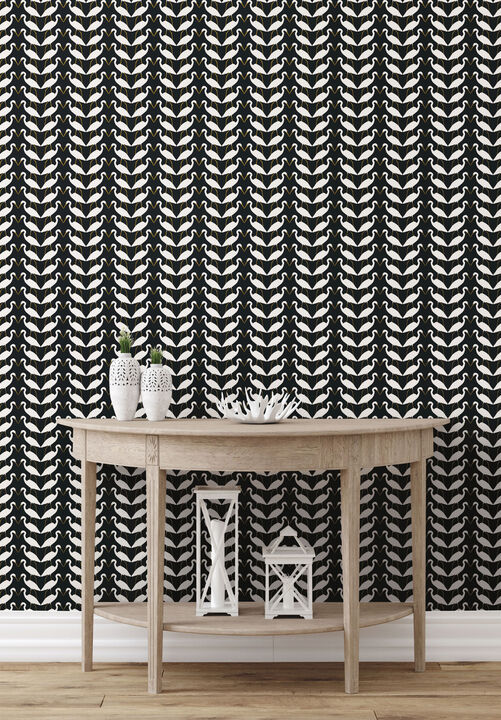 Elegant Birds Black & Gold Metallic Peel & Stick Wallpaper