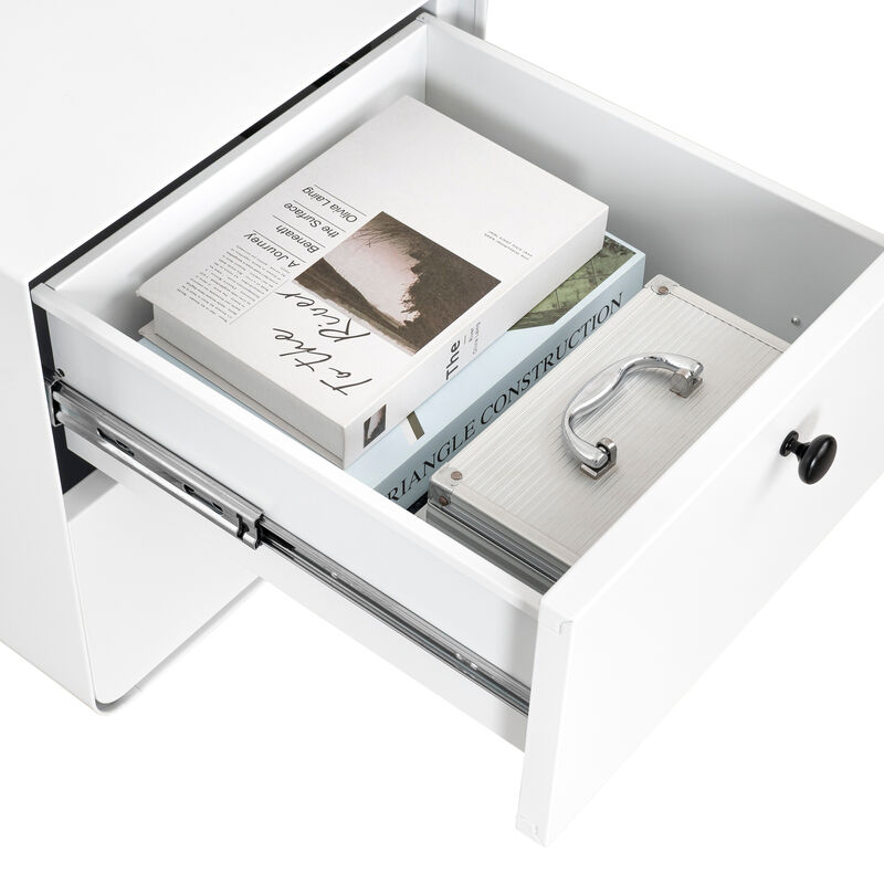 Streamdale Nightstand Cabinet with 2 Drawers & Circular Handle