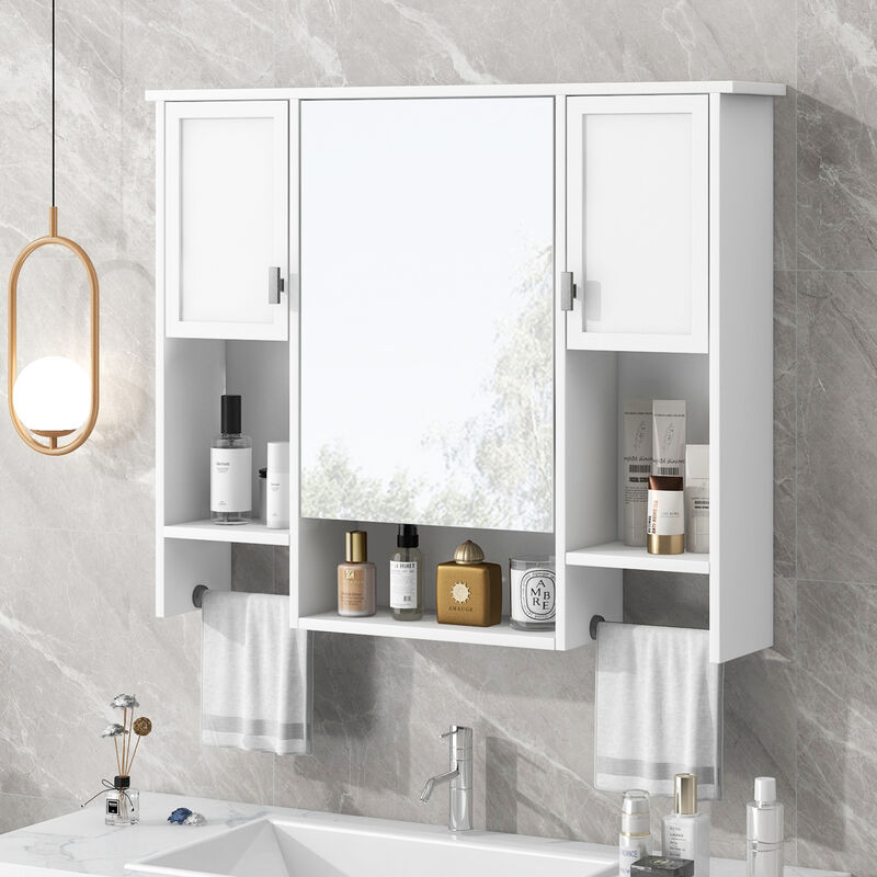ELEMENT ACE Modern Wall Mounted Bathroom Storage Cabinet with Mirror and Towel Bar image number 5