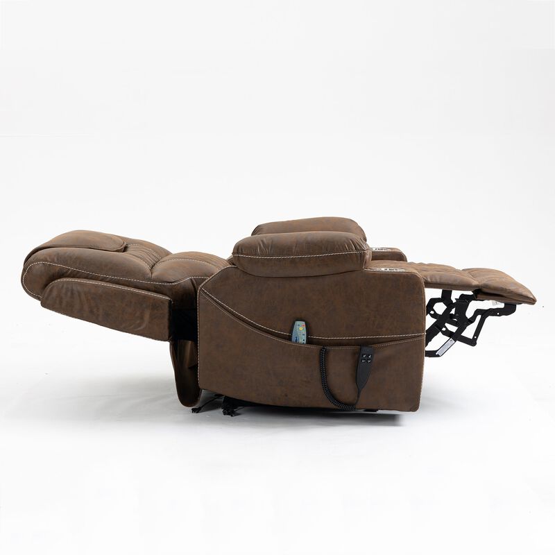 Leather Recliner Chair with 2 Cup Holder, Lounge Chair Power Lift Chair Relax Sofa Chair image number 4
