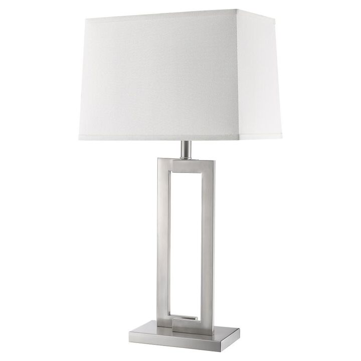 Hivvago 30" Silver Metal Table Lamp With White Rectangular Shade