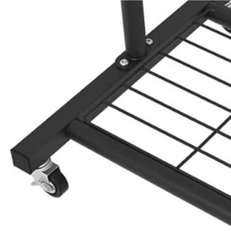 Hivvago Black Modern Garment Rack Clothes Hanging Rod with Lockable Wheels