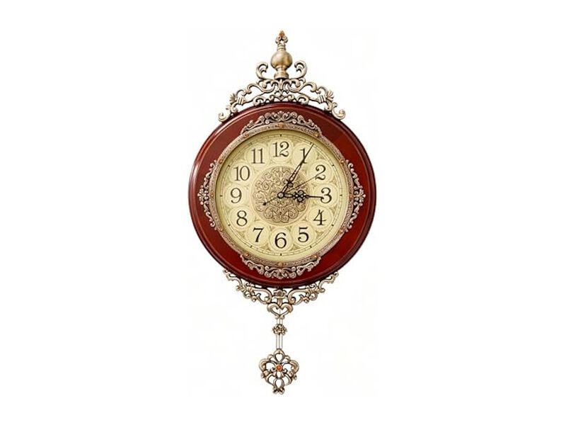Vintage Pendulum Retro Wood Housewarming Wall Clock 6 Inch Silent Non Ticking image number 0
