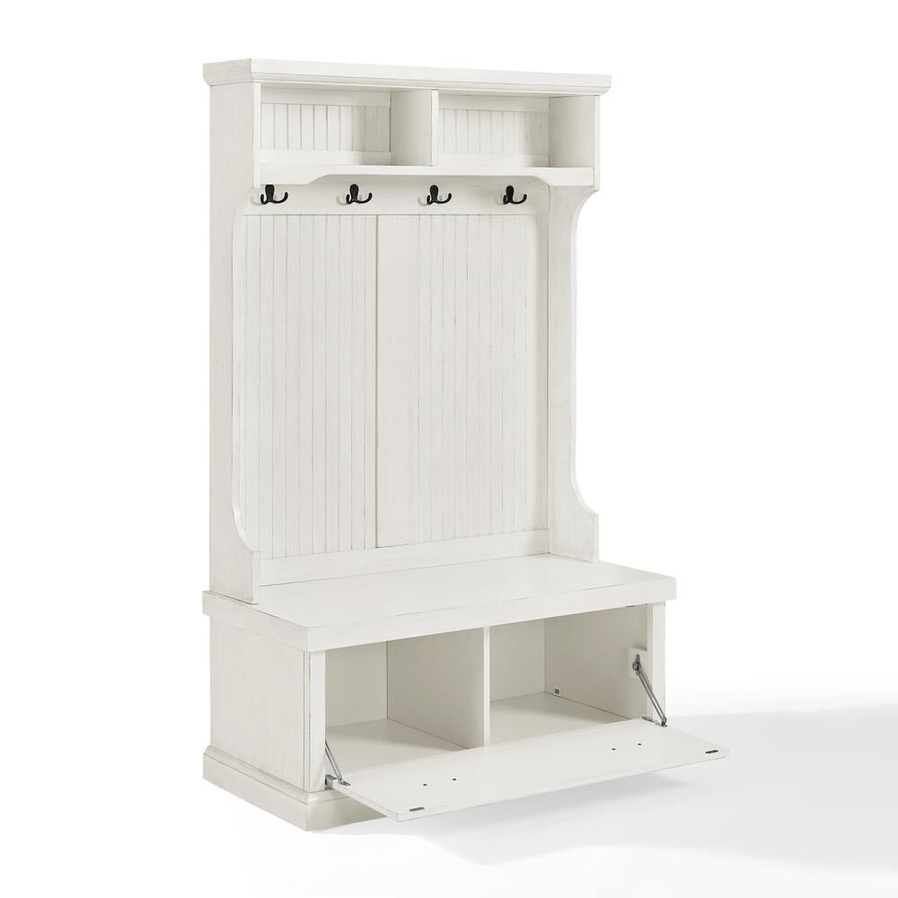 Crosley Furniture Seaside Hall Tree Distressed White - Thumbnail 2