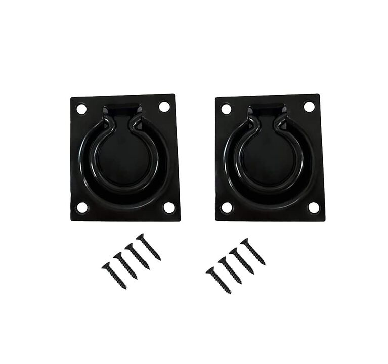 QCAA Heavy Duty Steel Flush Ring Pull, Matte Black, 2 Pack