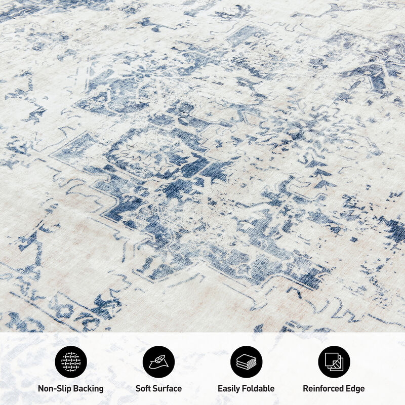 World Rug Gallery Traditional Vintage Distressed Washable Non Slip Area Rug:  Stain & Fade-Resistant,  Low Pile image number 4