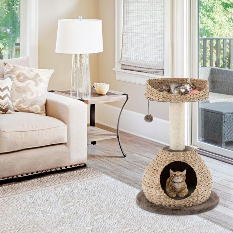 Hivvago 28 Inches Hand-Made Cat Tree Tower with Jump Platform