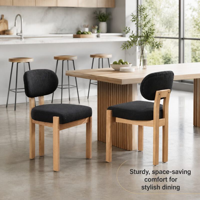 GOODSILO Mid-Century Modern Upholstered Wooden Dining Chairs Set of 2, Sturdy Space-Saving Seating for Kitchen and Dining Room Small Spaces image number 4