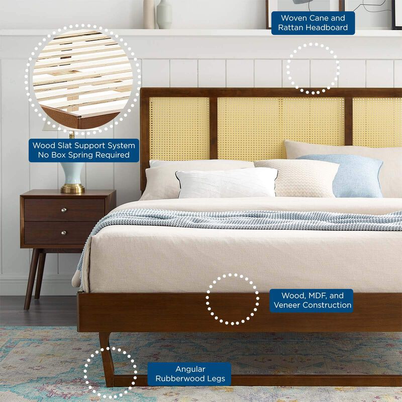Modway - Kelsea Cane and Wood King Platform Bed with Angular Legs image number 8