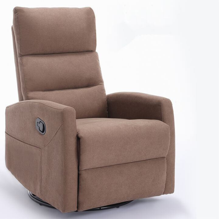 Manual Recliner Chair with Rocker and Swivel in Fabric for Living Room