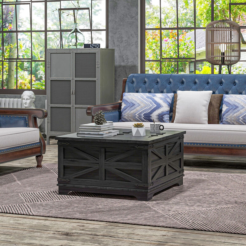 Hivvago Square Coffee Table with Hidden Compartment image number 1