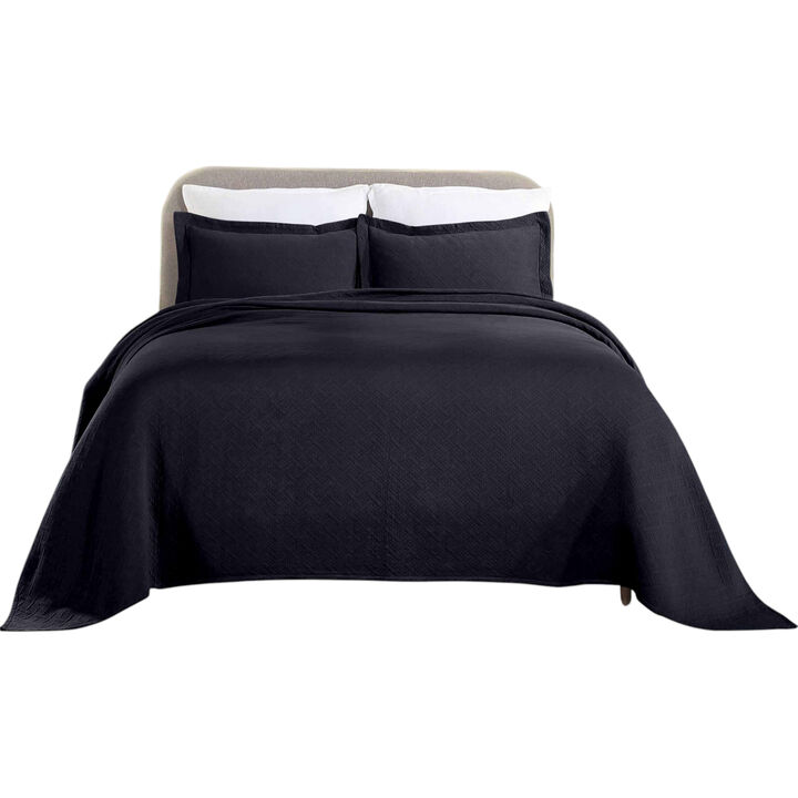 Lightweight Cotton Matelasse Bedspread Set with Matching Shams
