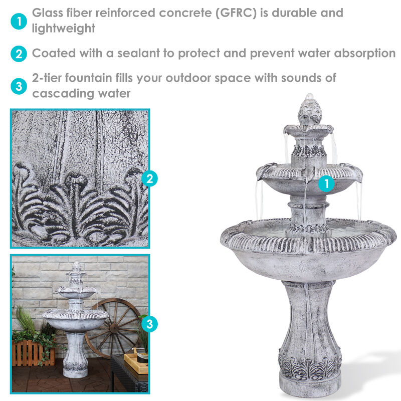Sunnydaze Mediterranean Reinforced Concrete Outdoor 3-Tier Water Fountain
