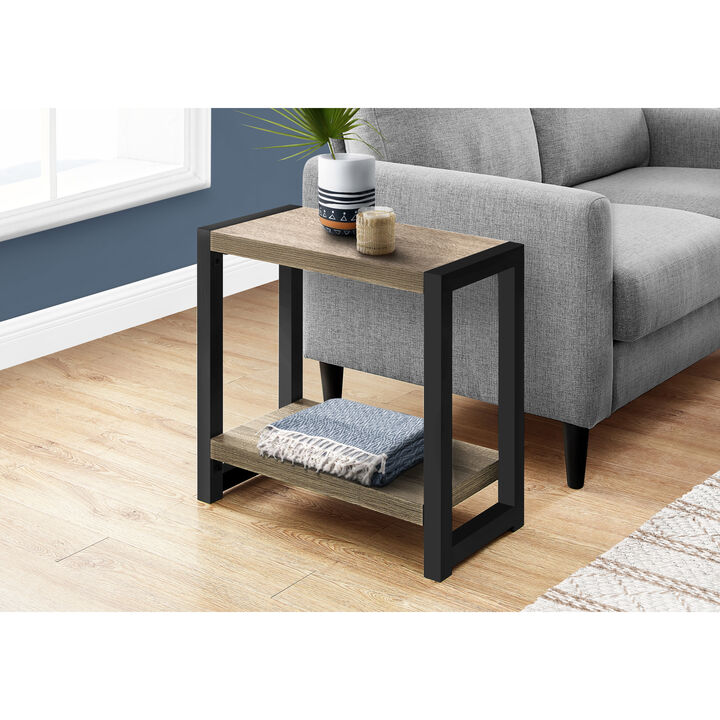 Monarch Specialties I 2083 Accent Table, Side, End, Narrow, Small, 2 Tier, Living Room, Bedroom, Metal, Laminate, Brown, Black, Contemporary, Modern
