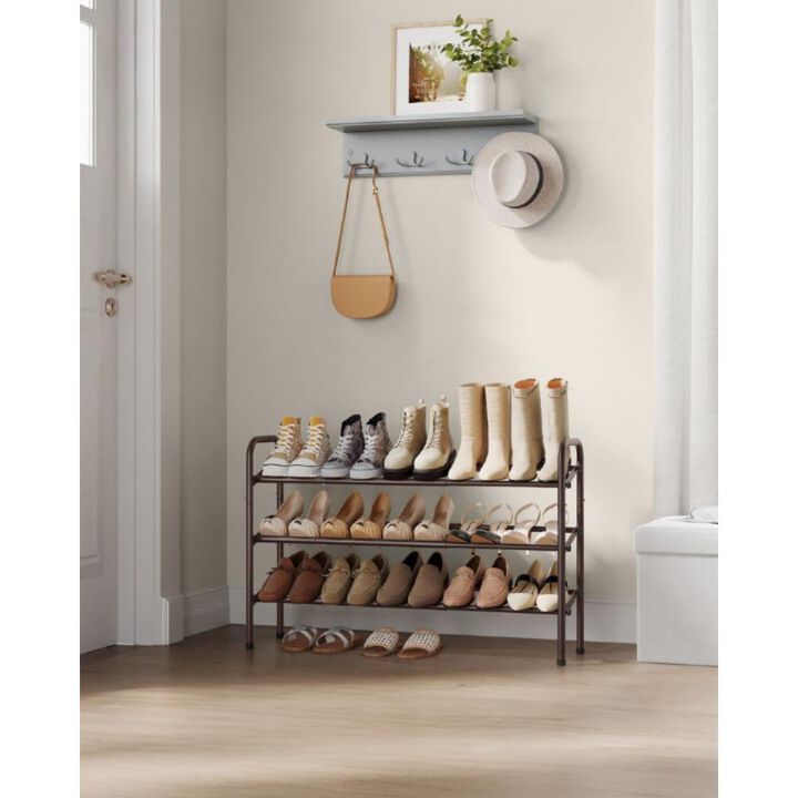 3-Tier Sturdy Metal Shoe Rack Organizer with Durable Shelves for Space-Saving Storage