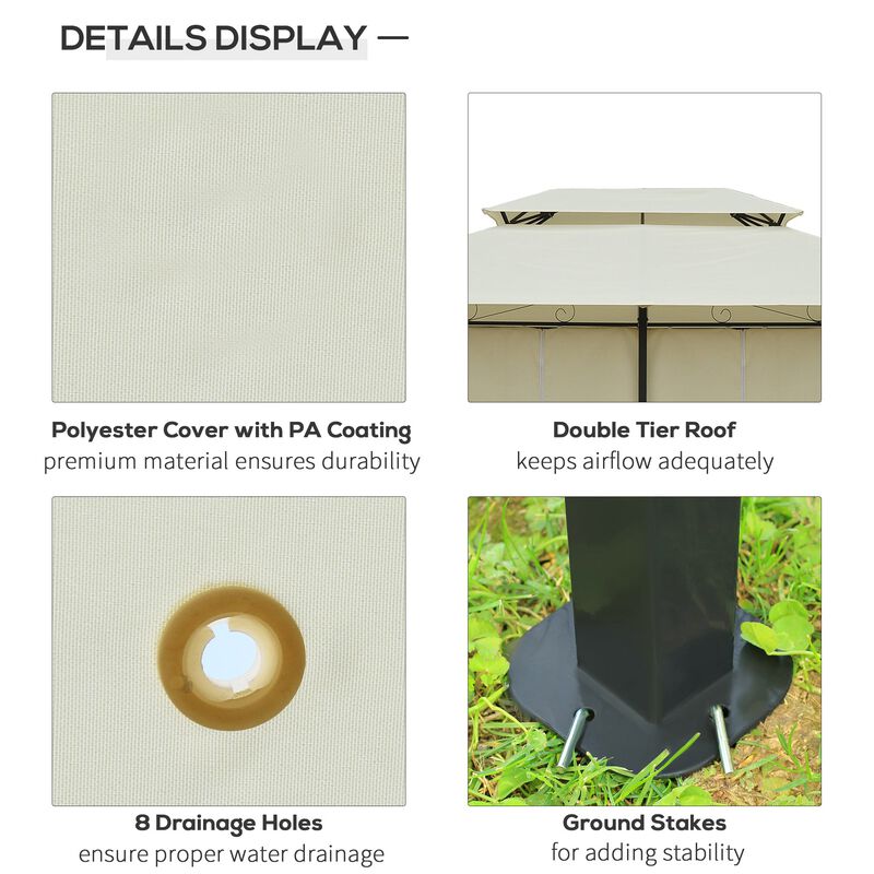 Elegant Patio Pavilion: 10'x13' Cream White Vented Gazebo with Curtains