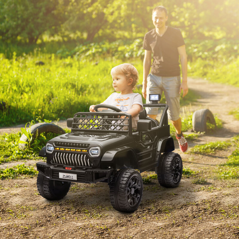 BreeBe 12V Battery Powered Ride On Truck, Kids Electric Car with Spring Suspension, Remote, Horn, USB Music image number 1