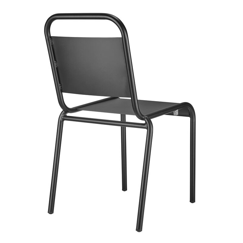 HomeRoots Set of Two Black Aluminum Outdoor Stacking Dining Chairs image number 3
