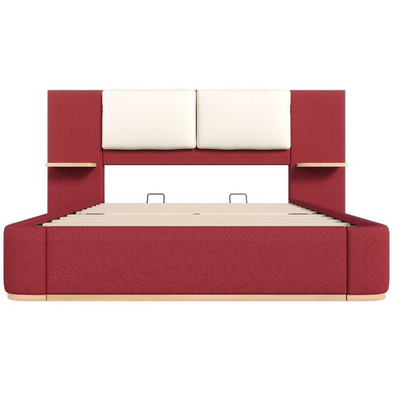 Merax Upholstered Bed Frame with Side Shelves