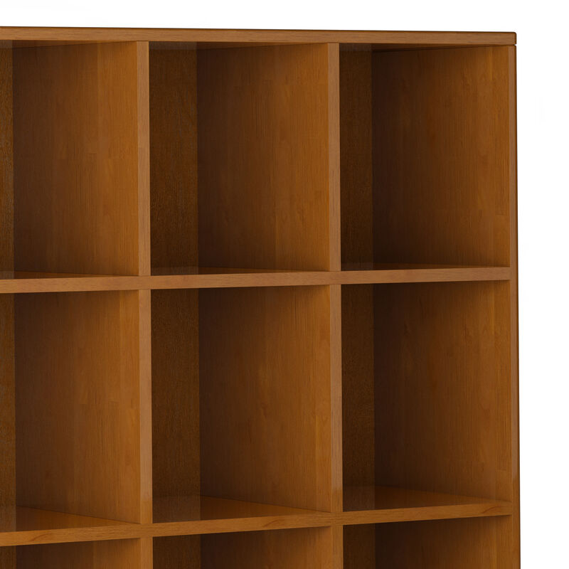 Harper SOLID HARDWOOD 58 inch x 42 inch Mid Century Modern Cube Storage Bookcase with Drawers in Teak Brown
