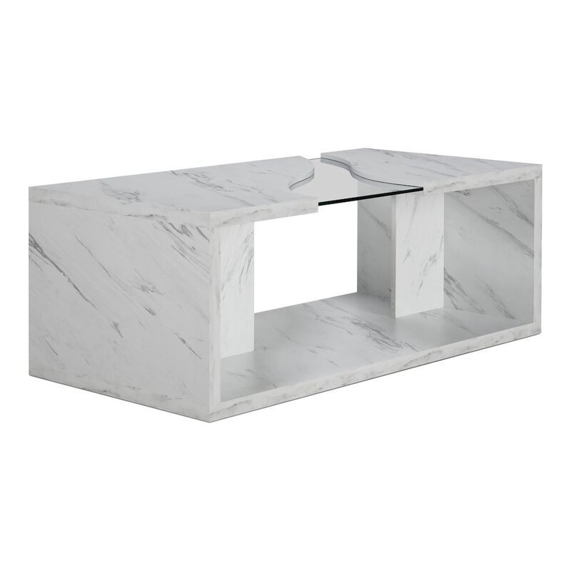 ENITIAL STAR Lenu Contemporary Wood Storage Coffee Table in White