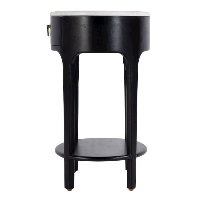 Butler Specialty Ellen 18.25 in. W Oval Marble and Wood 1 Drawer Nightstand, Black image number 5