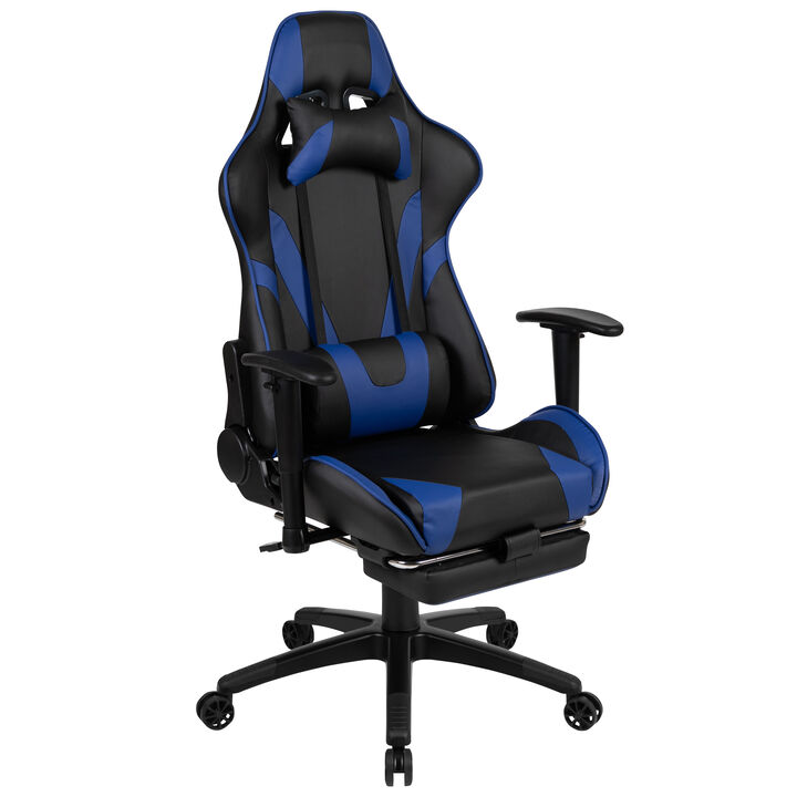 X30 Gaming Chair Racing Office Ergonomic Computer Chair with Reclining Back and Slide-Out Footrest in   LeatherSoft