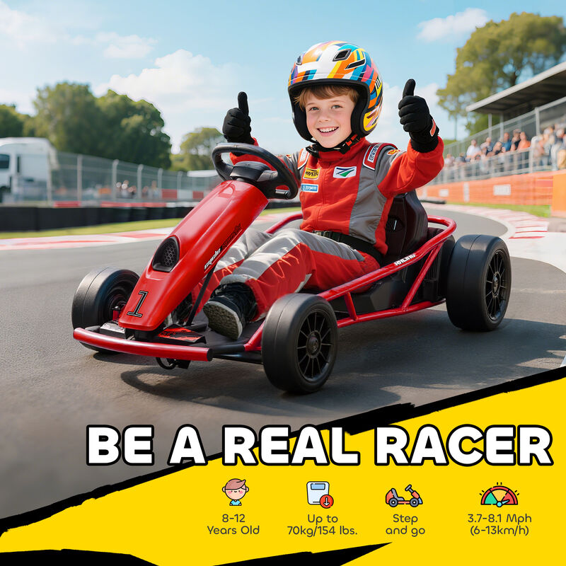 BreeBe 24V Electric Go Kart for Kids, Drift Ride-On Racing Go Kart with 2 Speeds image number 3