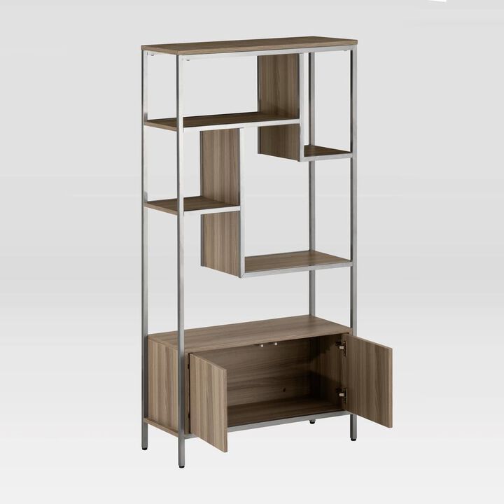 Techni Mobili Oak Storage Rack with  door cabinet