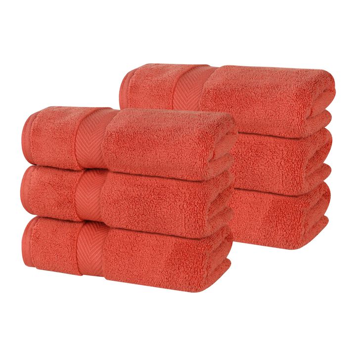 6 Piece Hand Towel Set in Zero Twist Cotton for Bathroom and Guest Use