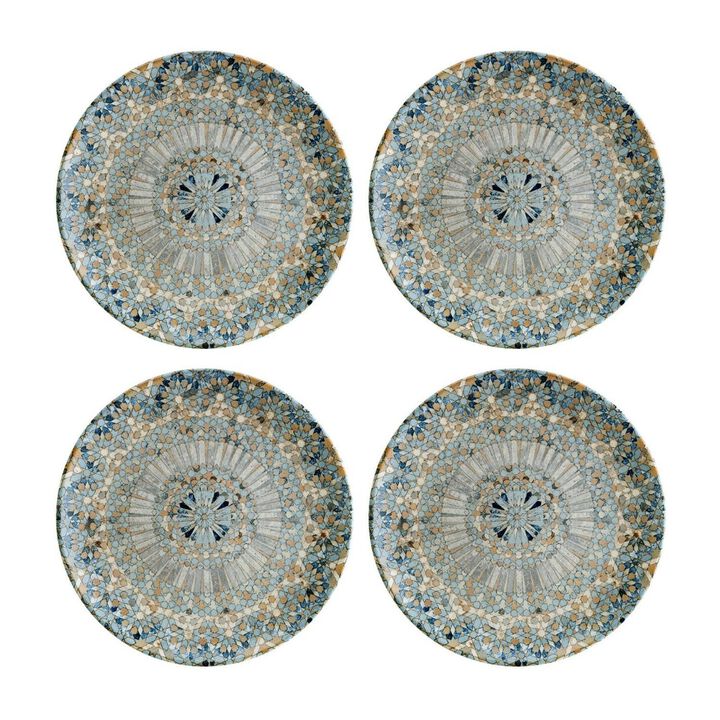 Luca Mosaic Matte dia.6.75" Round Decorated Porcelain Plate (Set of 4)