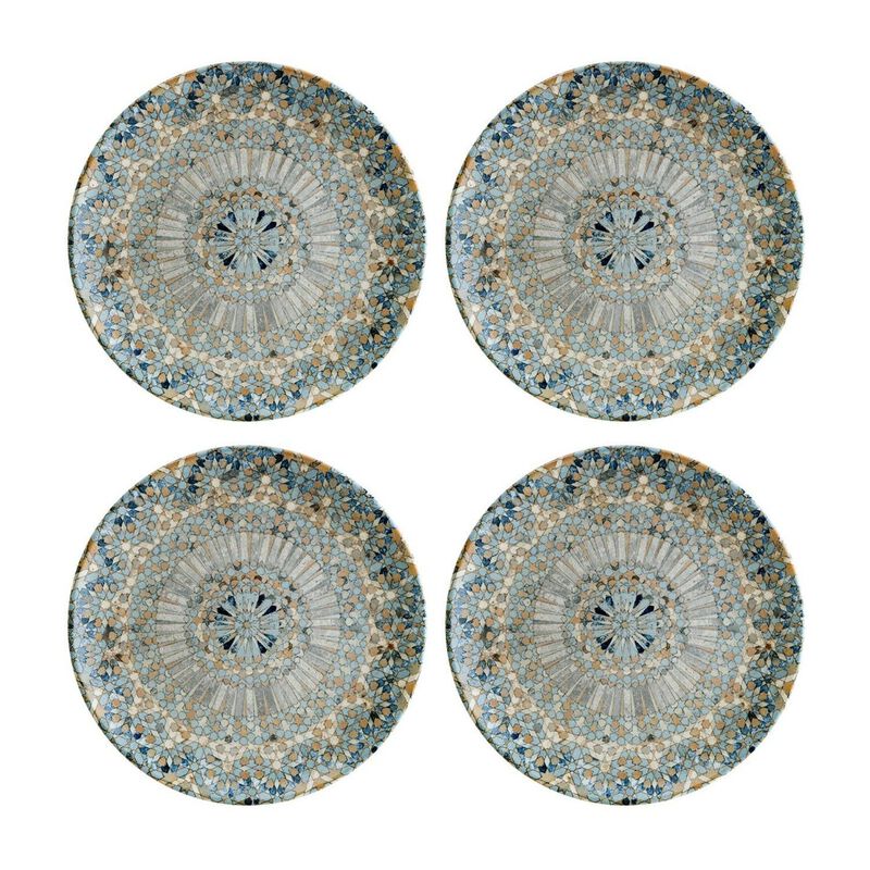 Luca Mosaic Matte dia.6.75" Round Decorated Porcelain Plate (Set of 4)