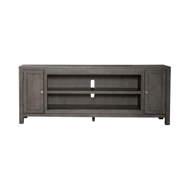Liberty Furniture Modern Farmhouse Entertainment Stand 78 Inch TV Console  - Charcoal Oak Wood image number 2