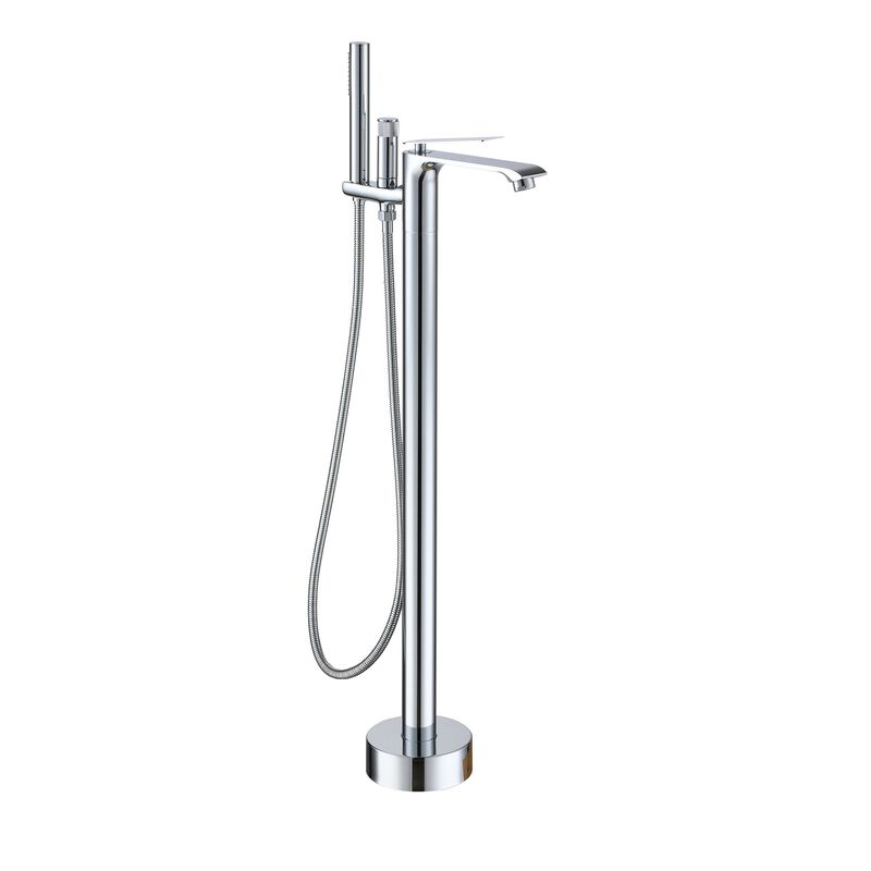 Mondawe Single-Handle Freestanding Floor Mount Tub Filler Faucet with Handheld Shower