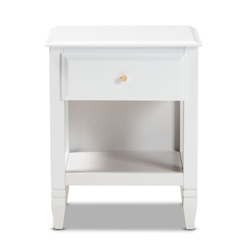 Baxton Studio Naomi Classic And Transitional White Finished Wood 1 Drawer Bedroom Nightstand