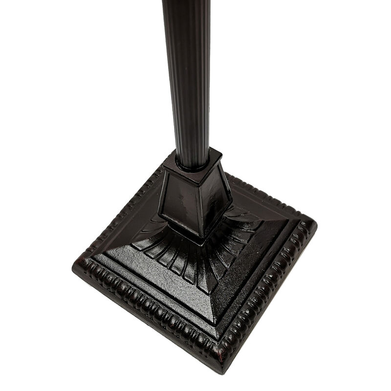 Hivvago 62" Brown Two Light Beige And Brown Geometric Stained Glass Floor Lamp