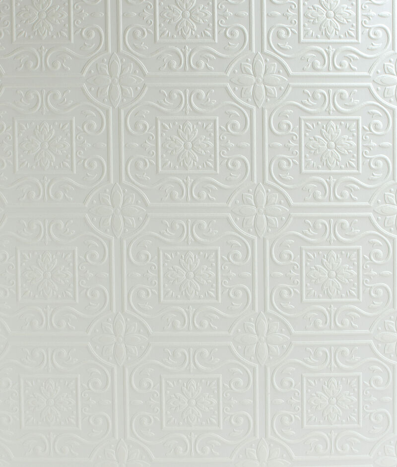 Ibold White Tin Ceiling Scroll Paintable Wallpaper image number 0