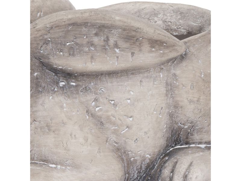 Antique Styled Raw Textured Polyresin Ideal Rabbit Planter, Medium, Gray - Benzara