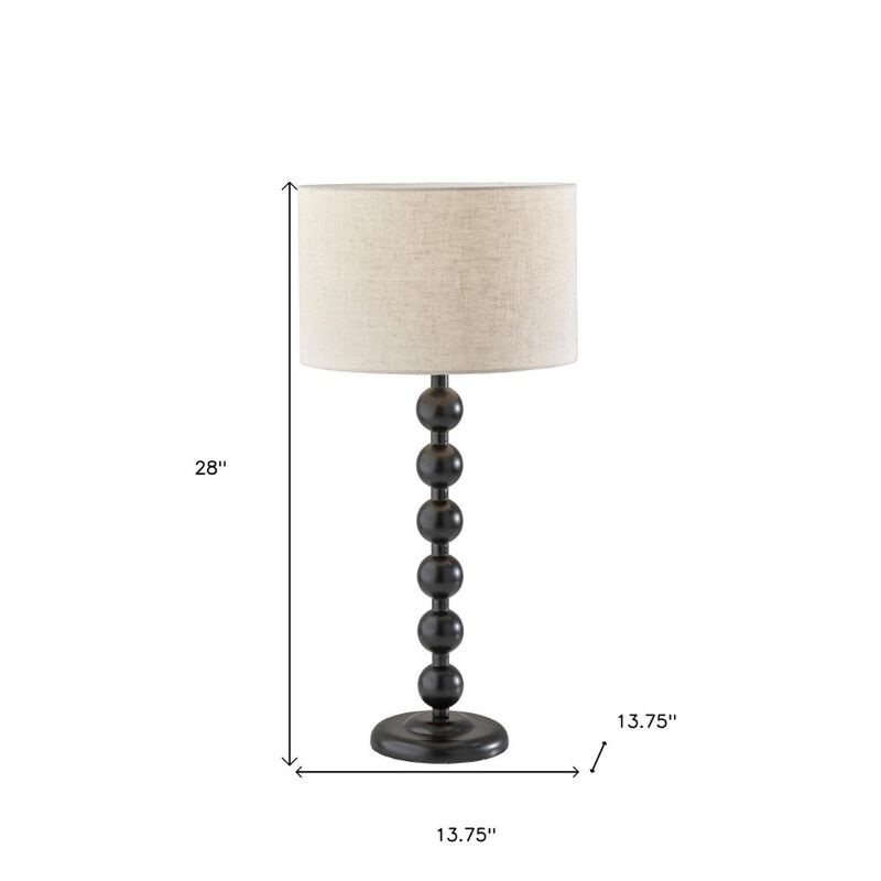 Hivvago 28" Black Solid Wood Candlestick Table Lamp With Off White Drum Shade
