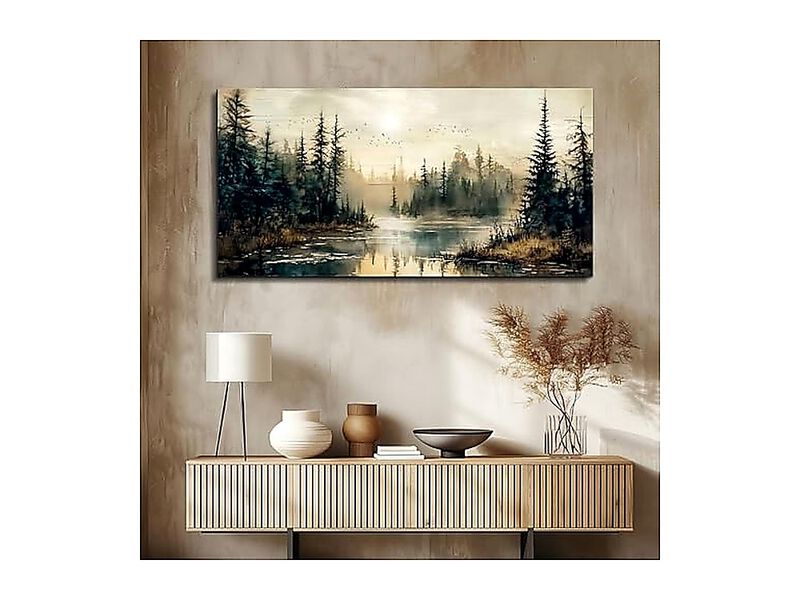 Canvas Wall Art Living Room Large Decor Bedroom Modern Office Forest River image number 2
