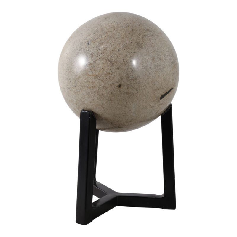 14x8" Marble Orb On Stand, Ivory/black image number 2