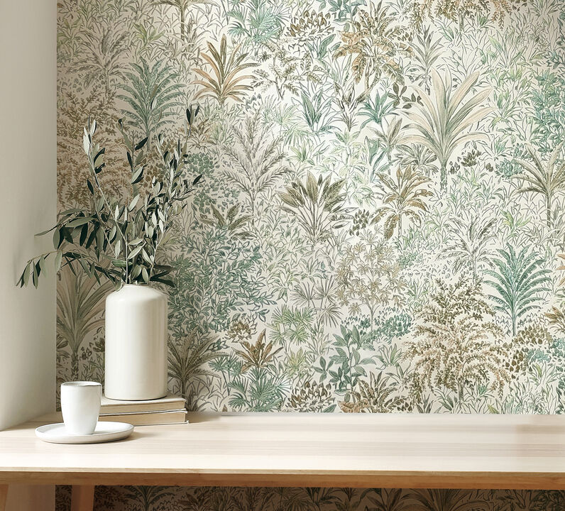 Meilani Green Palm Landscape Wallpaper
