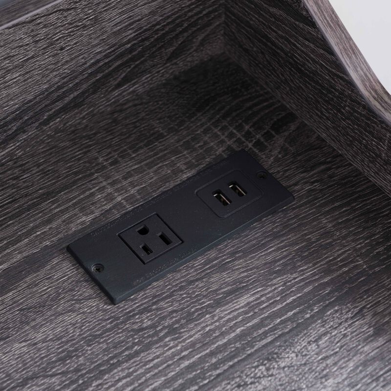 Distressed Grey Home Office Desk with One Catch all Drawer and USB/Power Outlet