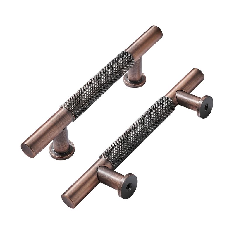 khtumeware 10 Pack 3-3/4 Inch(96mm) Drawer Handles Knurled Brushed Antique Copper Cabinet Pulls Drawer Pulls Kitchen Hardware Ki
