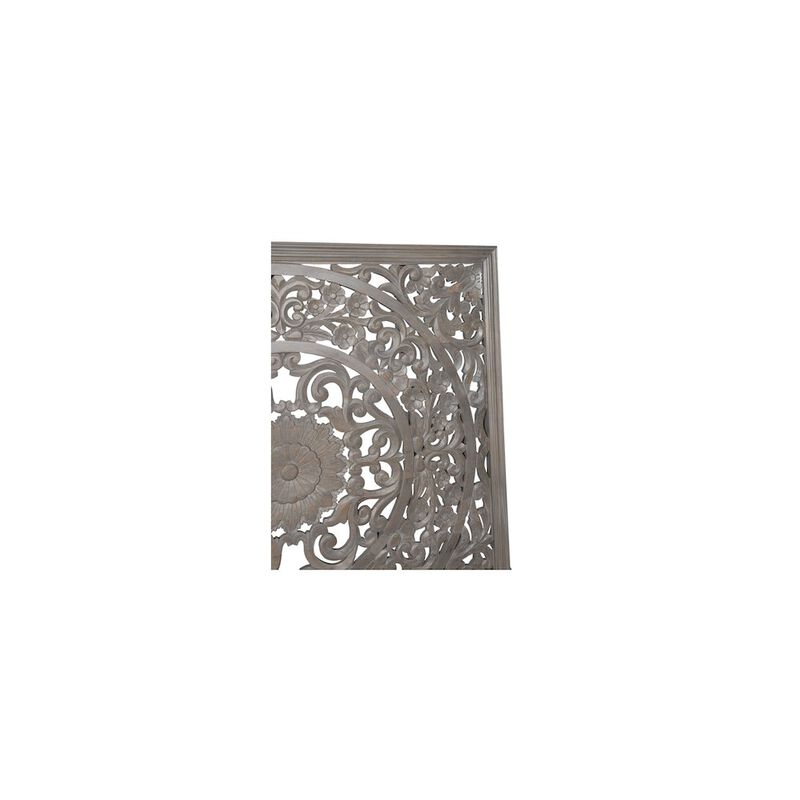 Porter Designs Mandala Hand Carved Motif Queen Bed, Gray image number 3