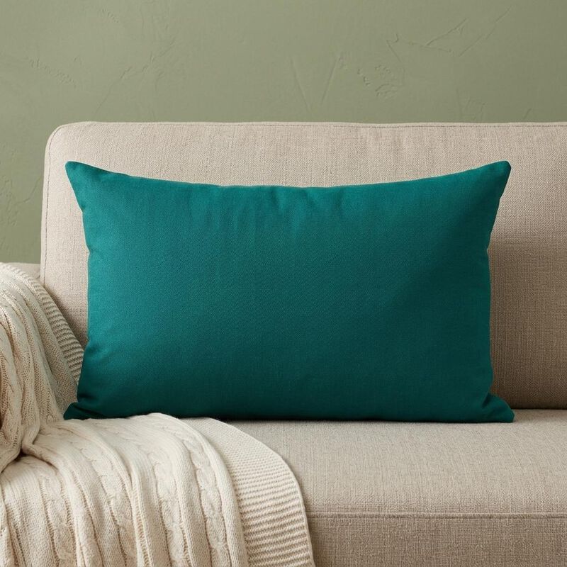 HomeRoots 12" X 18" Green Cotton Throw Pillow image number 1