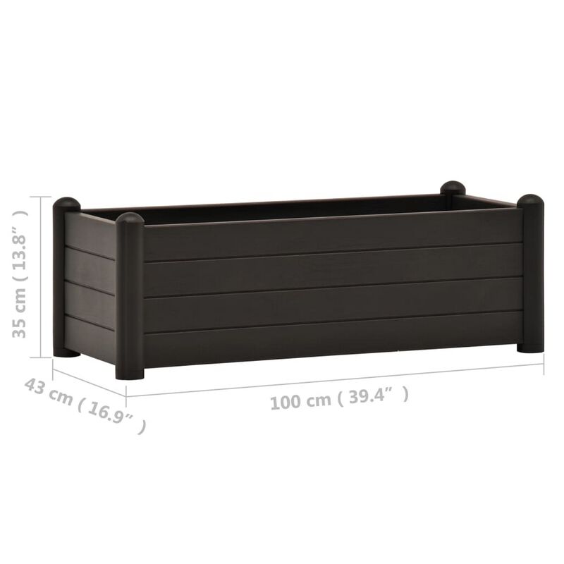 Outdoor Raised Flower Bed with Drainage, 39 Inch Gray Polypropylene image number 5