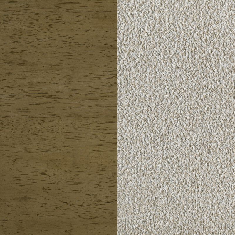 Deon Queen Bed, Vertical Channel Tufted Beige Boucle Upholstery, Brown